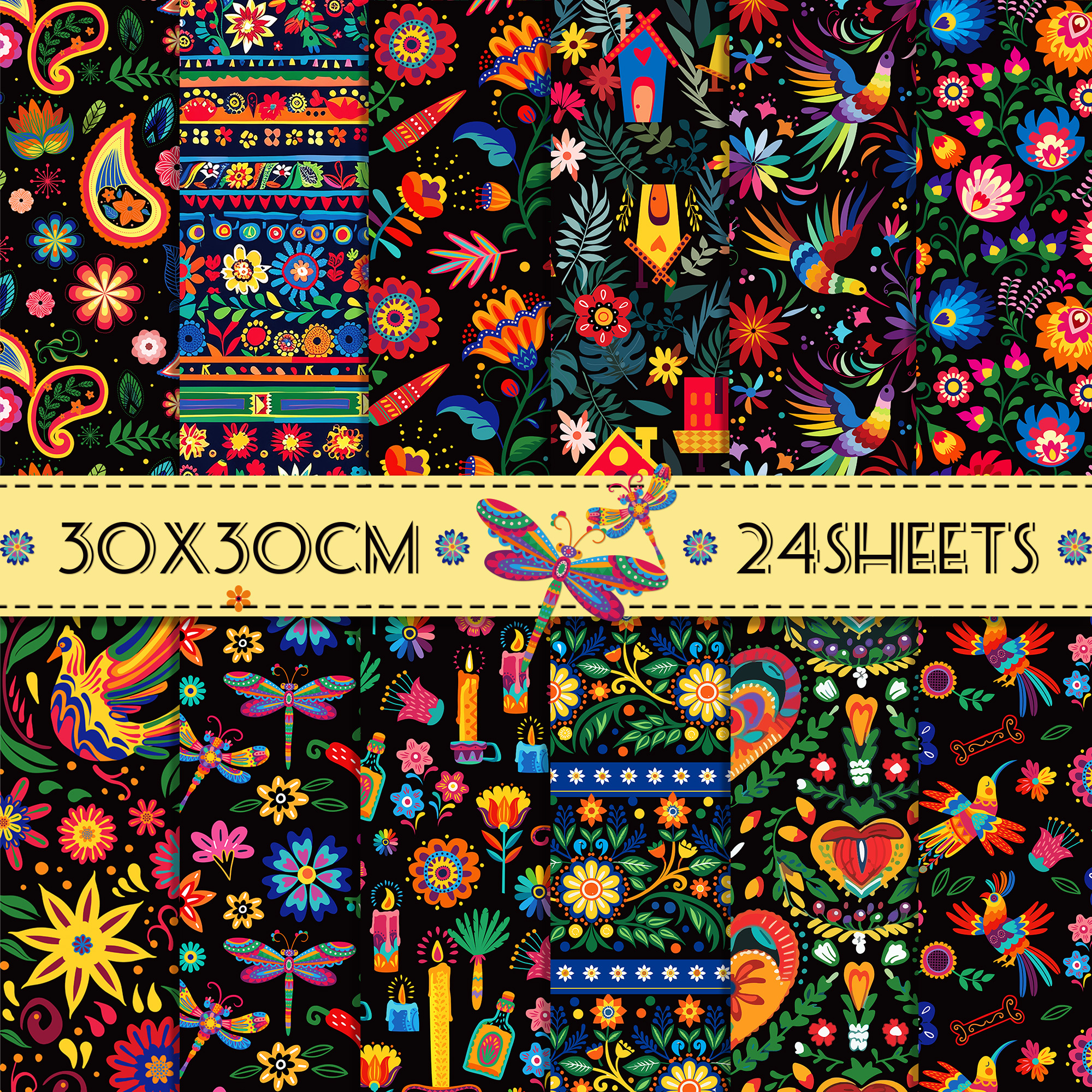 Art Craft With Paper - 24pcs Mexican Scrapbook Paper DIY Craft