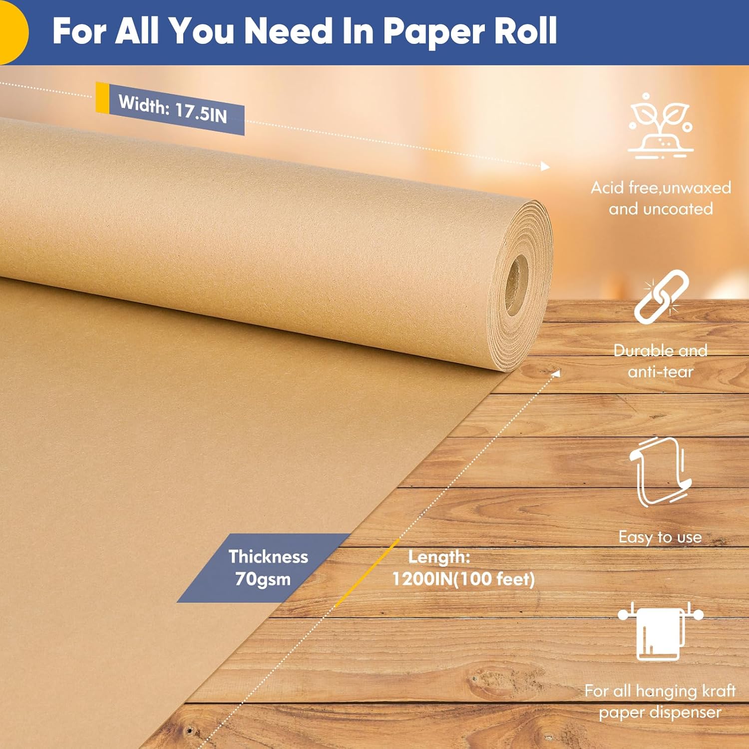 Art Craft With Paper - Vanhench Brown Wrapping Paper Roll, Craft