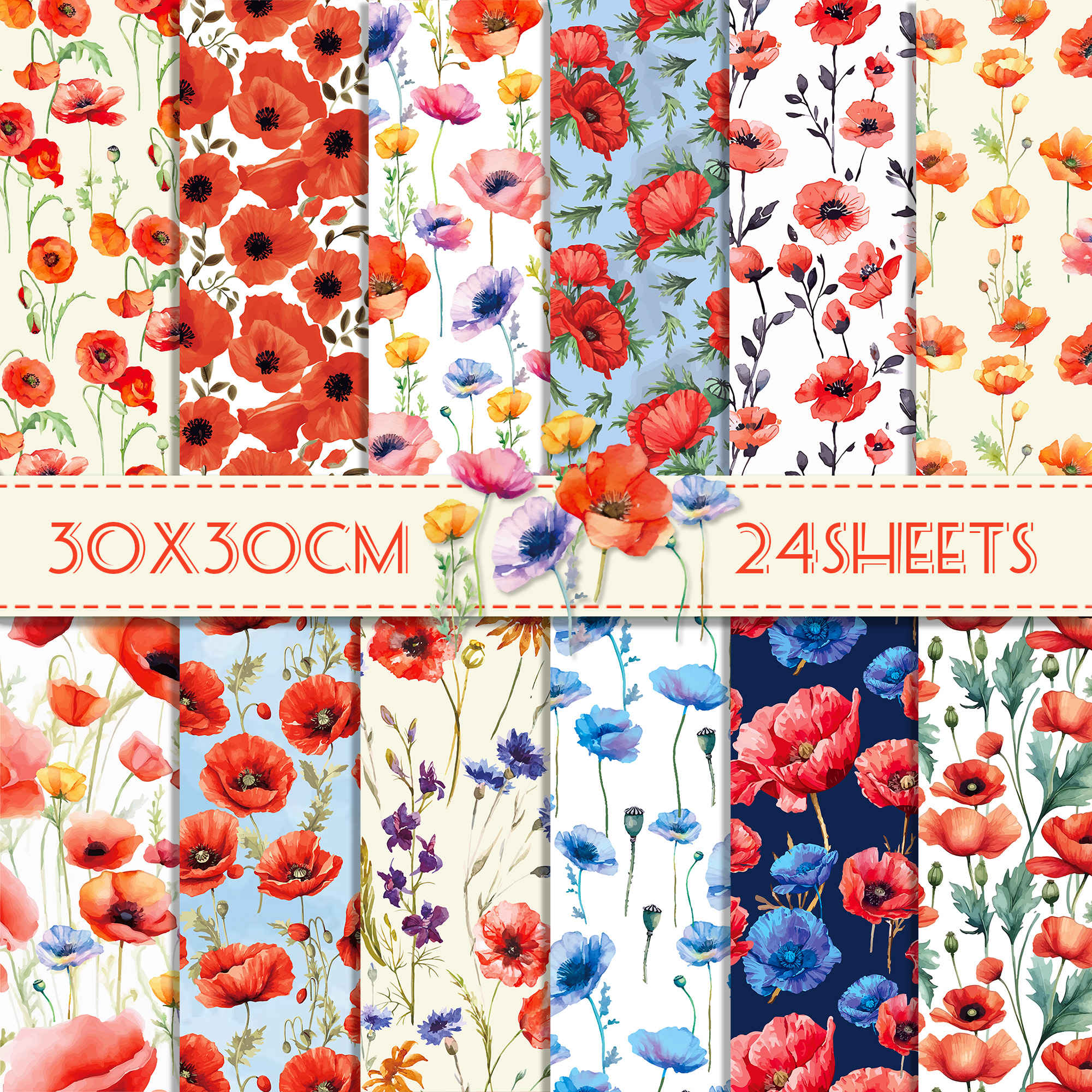 24pcs 30*30cm Poppy Red Flower - Art Craft With Paper recensie en prijs