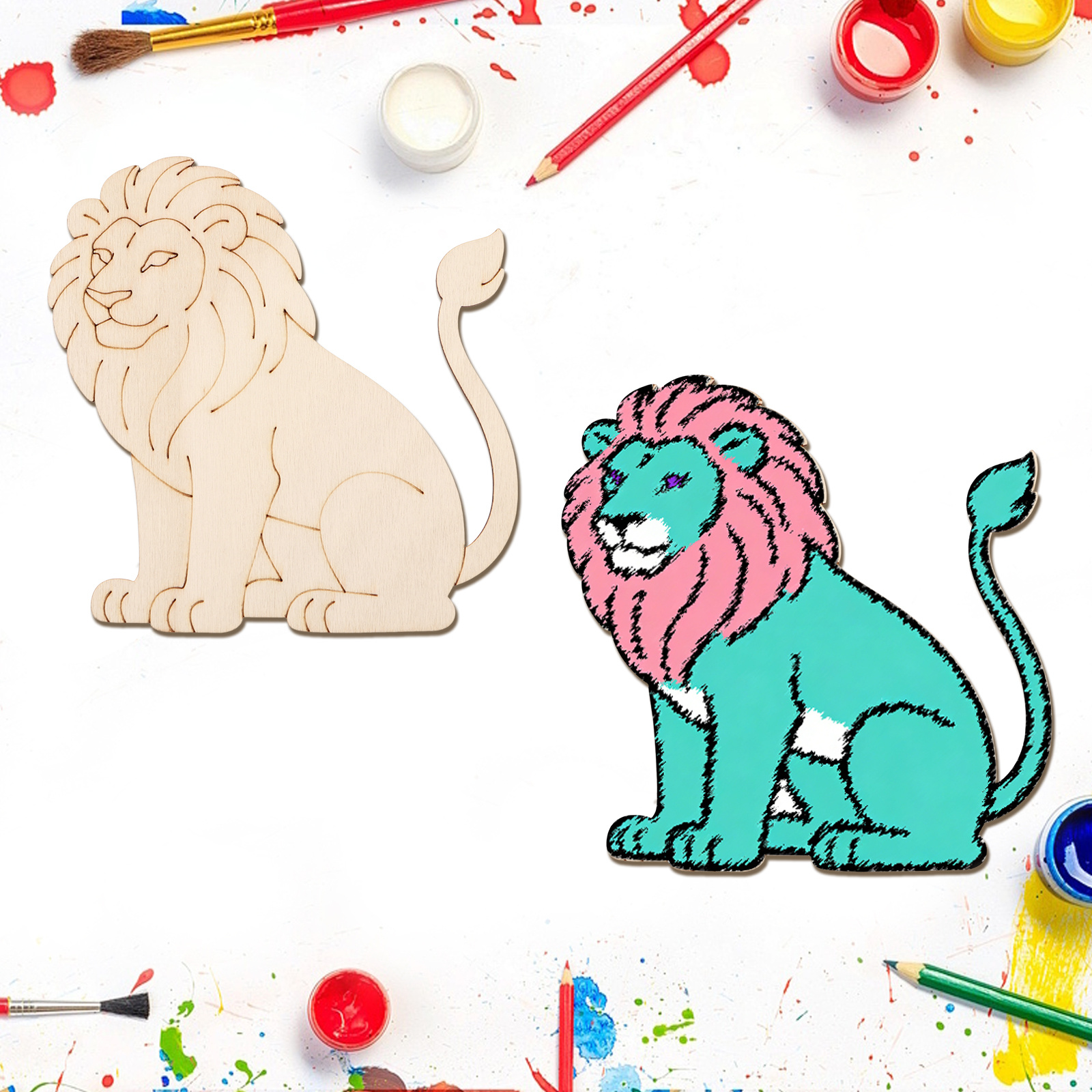 10pcs/set Unfinished Wood Lion - Art Craft Lion recensie en prijs