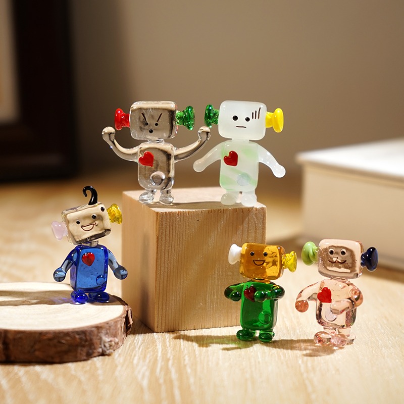 Cute Face Robot Handcrafted Gl - Art Craft Robot recensie en prijs
